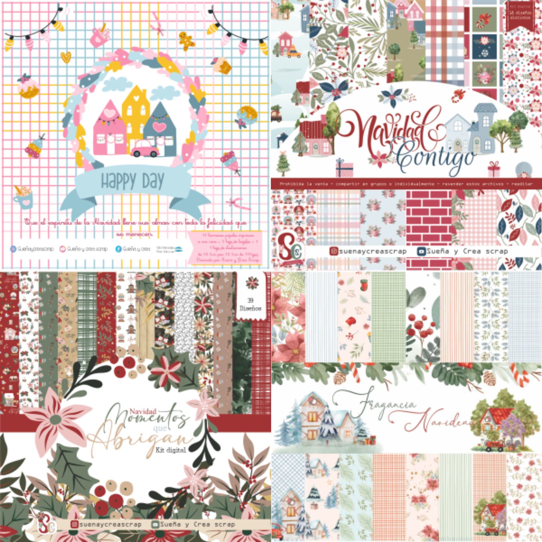 MEGA COMBO NAVIDEÑO / 4 KIT DIGITALES - MOMENTOS QUE ABRIGAN, FRAGANCIA NAVIDEÑA, NAVIDAD CONTIGO, HAPPY DAY